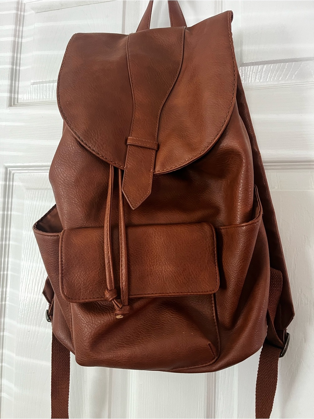 Universal Thread Brown Faux Leather Backpack with Front Pocket